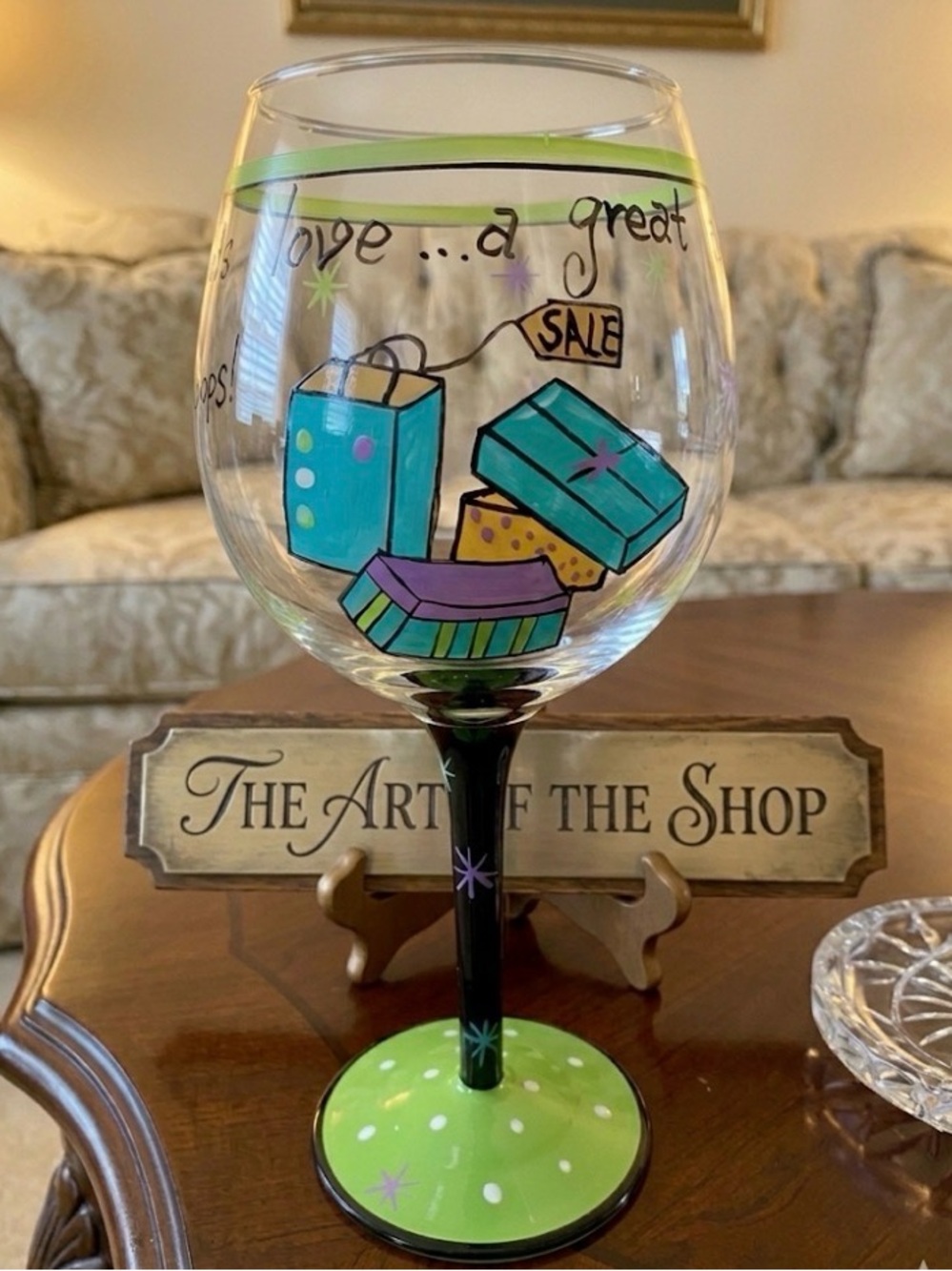 Retail Therapy Wine glass,Love a Great Sale
